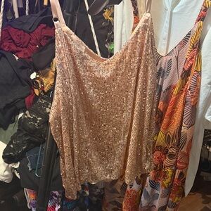 Rose Gold Sequin Camisole Top - Women